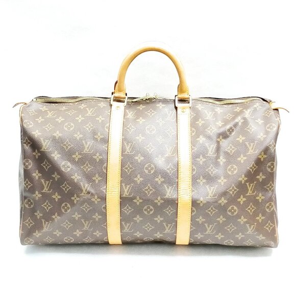 Authentic Louis Vuitton Boston Bag Keepall 50 Brown Monogram mn454-120825 - Picture 1 of 9